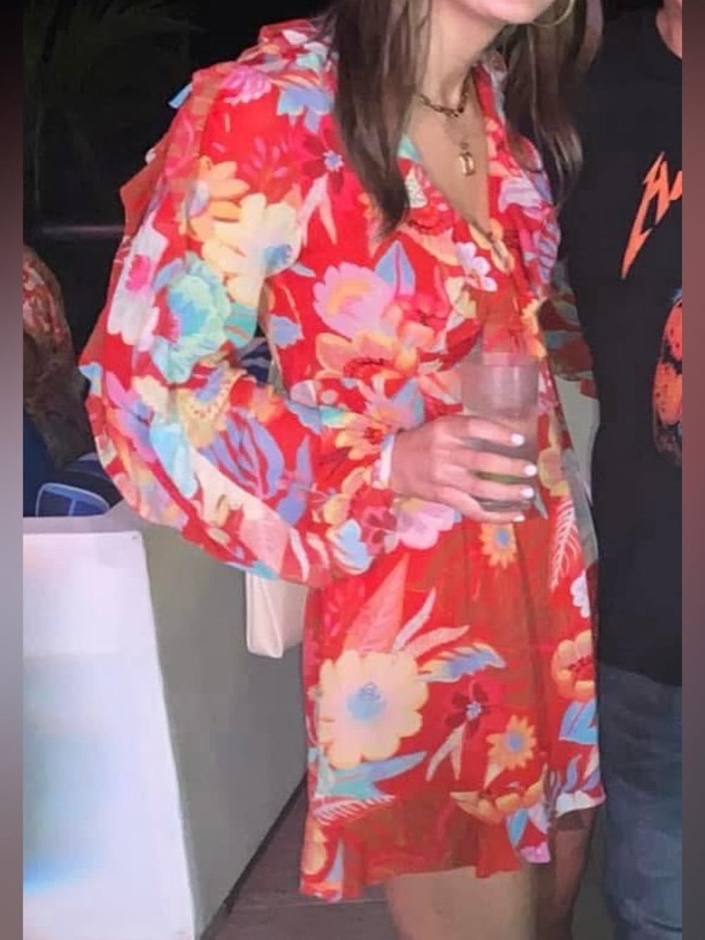FARM Rio Red Floral Ruffle Tie-Front Tunic - Picture 4 of 4